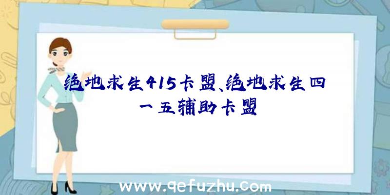 绝地求生415卡盟、绝地求生四一五辅助卡盟