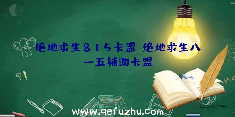 绝地求生815卡盟、绝地求生八一五辅助卡盟